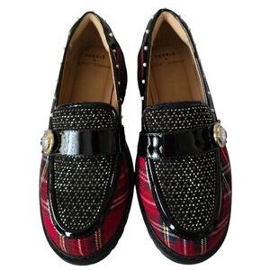Torrid Betsey Johnson Wide Width Red Plaid Loafers